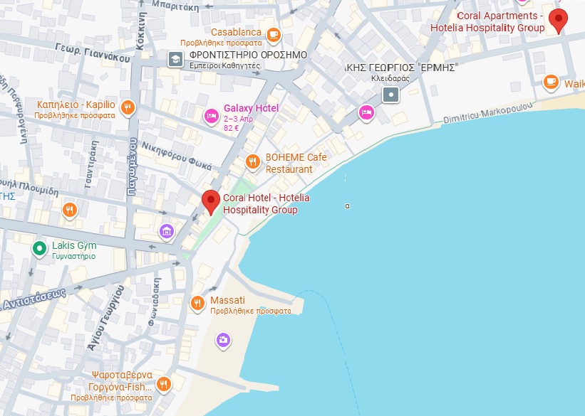 coral hotel & apts location